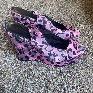 Pink and Black Cheetah Print Wedges